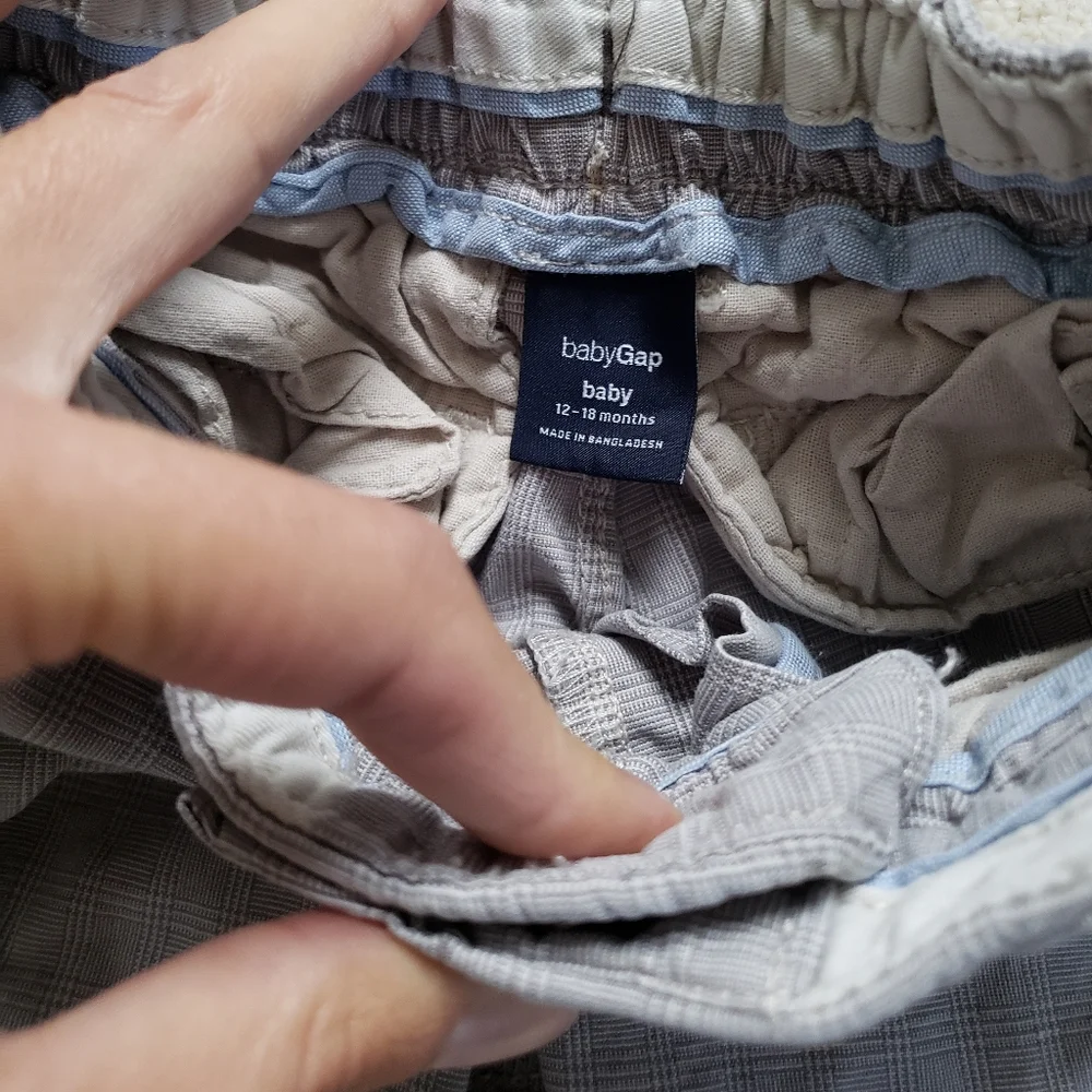 Baby Gap Gray Plaid Baby Boy Shorts s12-18m